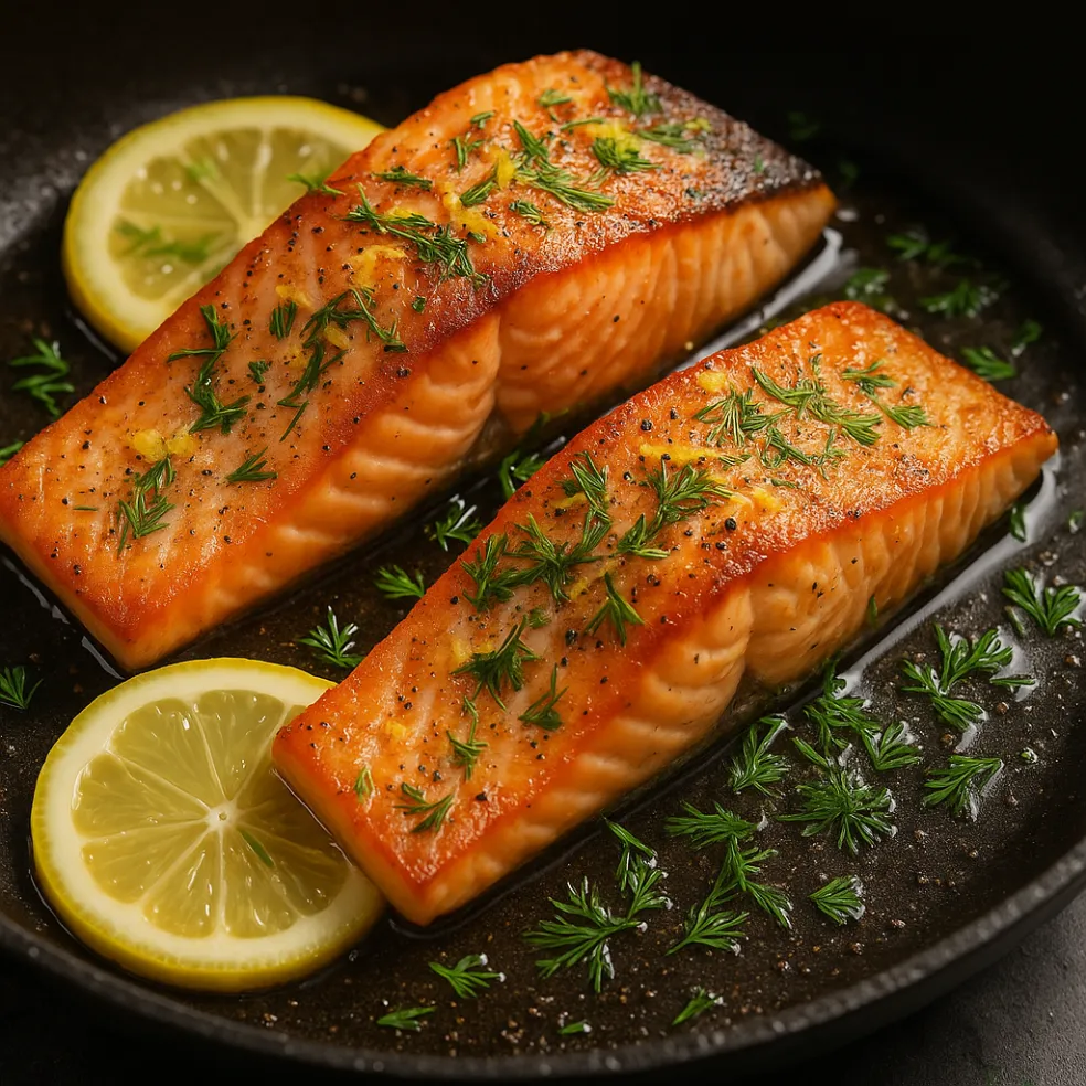 Losos na panvici s citrónom a kôprom