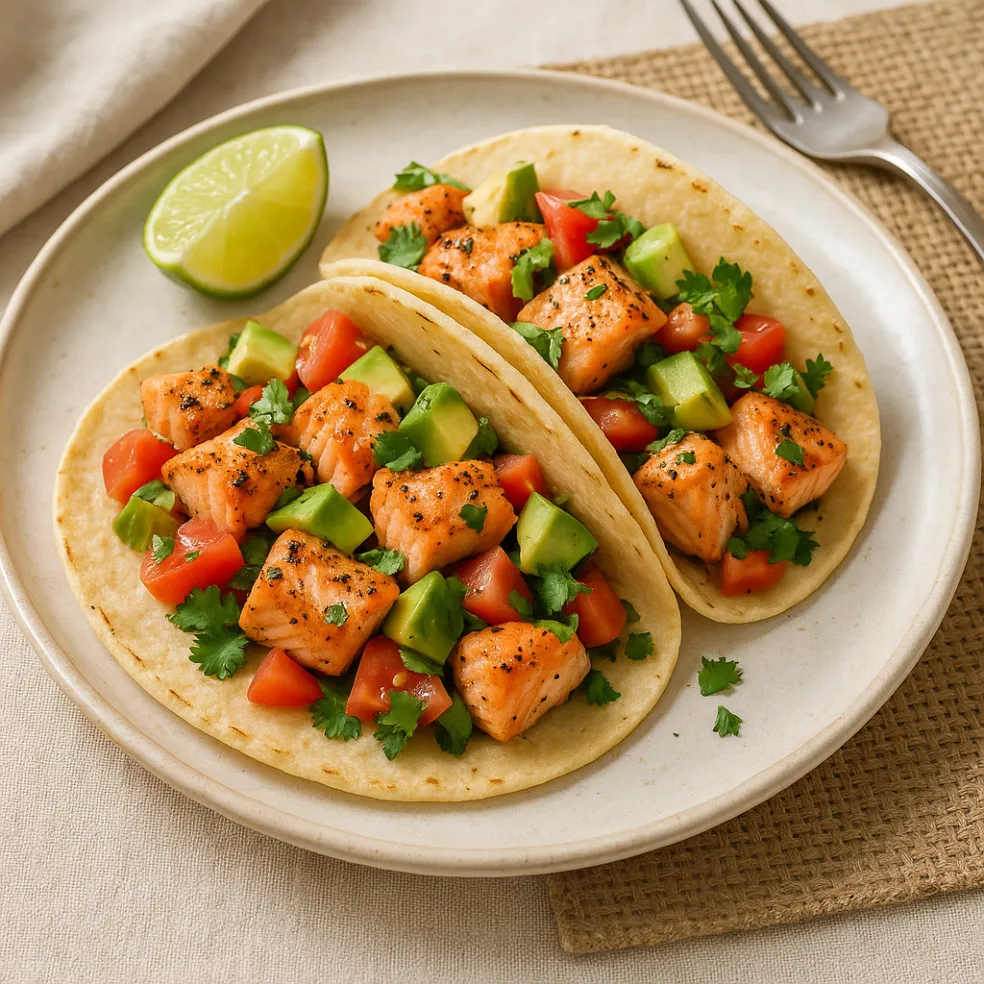 Lososové tacos s avokádom a koriandrom